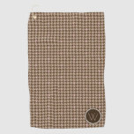 Brown with Rose Gold Accent Houndstooth Golf Towel