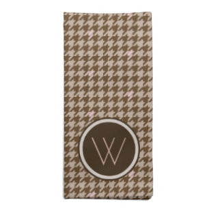 Brown with Rose Gold Accent Houndstooth Napkin