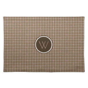 Brown with Rose Gold Accent Houndstooth Place Mat