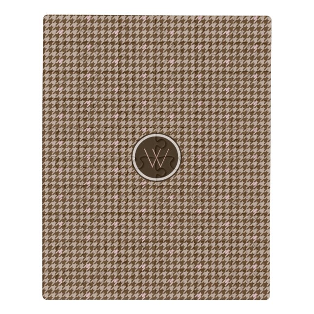 Brown with Rose Gold Houndstooth Acrylic Puzzle (Puzzle Vertical)