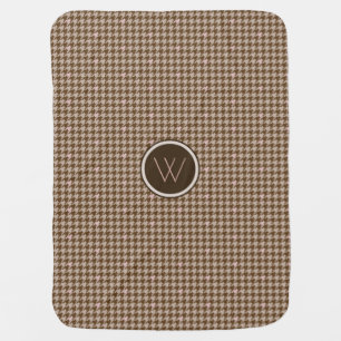 Brown with Rose Gold Houndstooth Baby Blanket