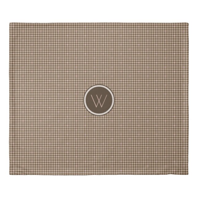 Brown with Rose Gold Houndstooth Duvet Cover (Front)