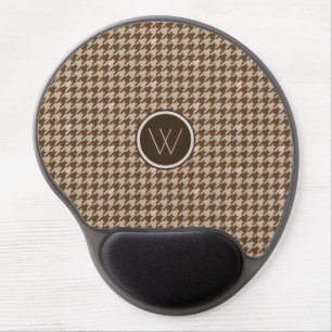 Brown with Rose Gold Houndstooth Gel Mousepad