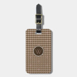 Brown with Rose Gold Houndstooth Luggage Tag