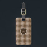 Brown with Rose Gold Houndstooth Luggage Tag<br><div class="desc">A classic houndstooth design in shades of brown and tan creates a fun and updated pattern with a final accent of a metallic-like rose gold mixed in to create a design that will really pop. Customize this luggage tag with your initial on the front and details on the back to...</div>
