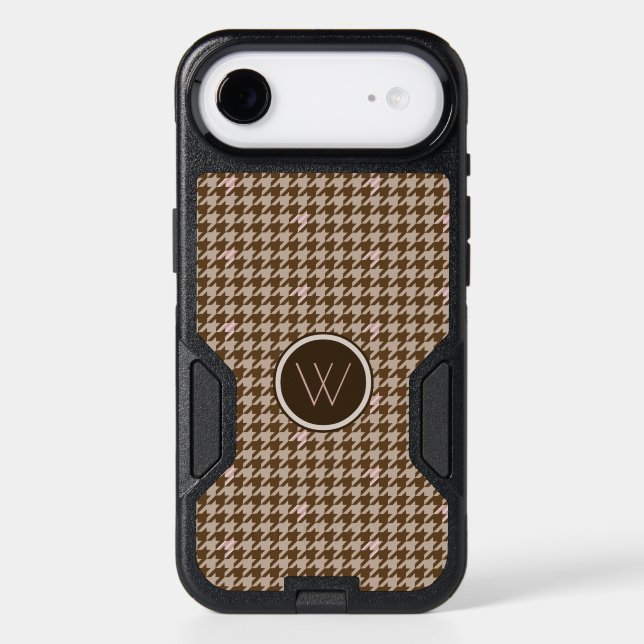 Brown with Rose Gold Houndstooth Otterbox Case (Back)