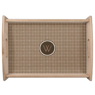 Brown with Rose Gold Houndstooth Serving Tray