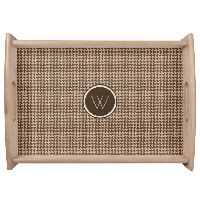 Brown with Rose Gold Houndstooth Serving Tray (Front)