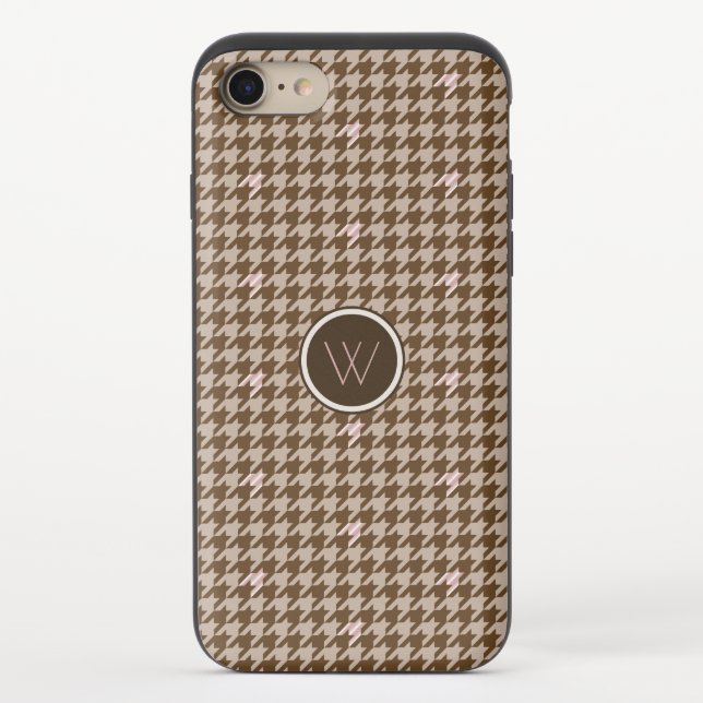 Brown with Rose Gold Houndstooth Uncommon Case (Back)