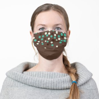 Brown With Teal Dots Adult Cloth Face Mask by FuzzyCozy at Zazzle