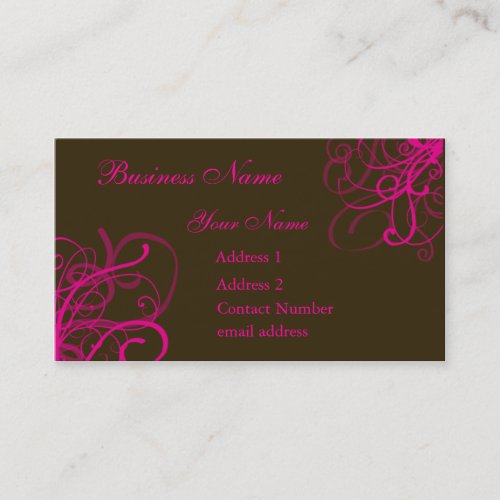 Brown with vibrant pink swirls business card template