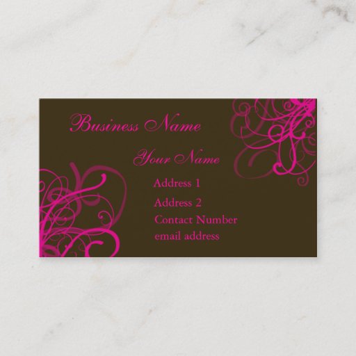 Customizable Brown with vibrant pink swirls business card template