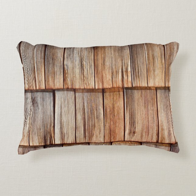 Brown wood accent pillow (Front)