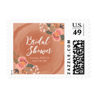 Brown Wood and Floral Rustic Bridal Shower Postage