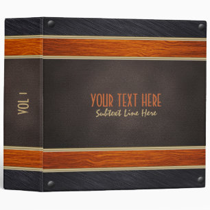 Brown Wood Black And Brown Metallic Mash 3 Ring Binder