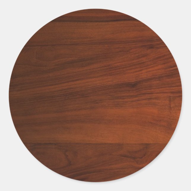 Brown Wood Board Look Blank Elegant Template Class Classic Round Sticker (Front)
