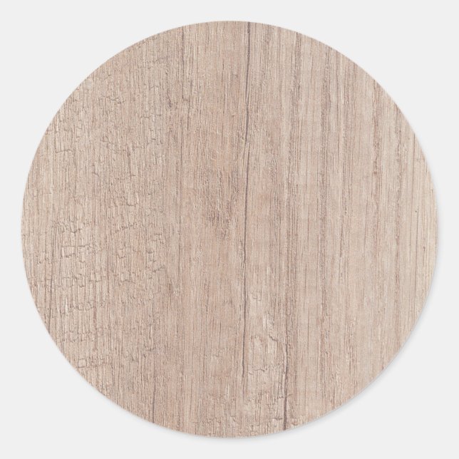 Brown Wood Board Look Blank Elegant Template Classic Round Sticker (Front)
