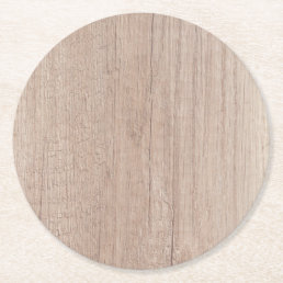 Brown Wood Board Look Blank Elegant Template Round Paper Coaster