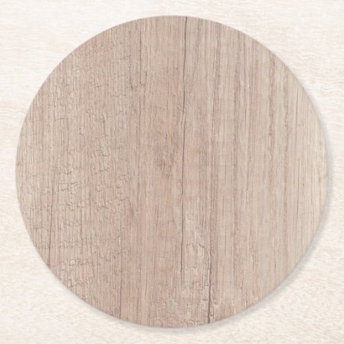 Brown Wood Board Look Blank Elegant Template Round Paper Coaster