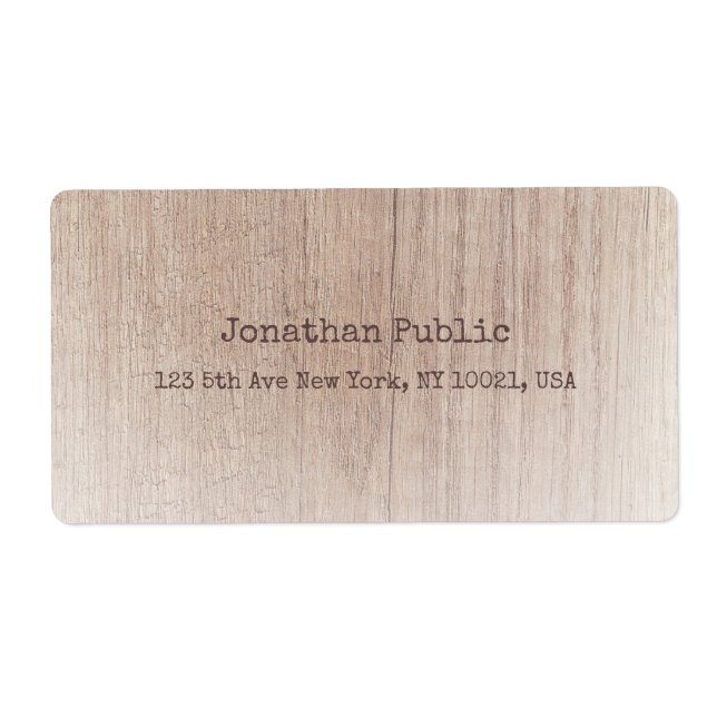 Brown Wood Board Look Distressed Text Template Label (Front)
