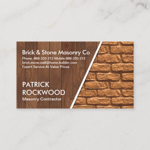 Brown Wood Brick Layers Building Business Card