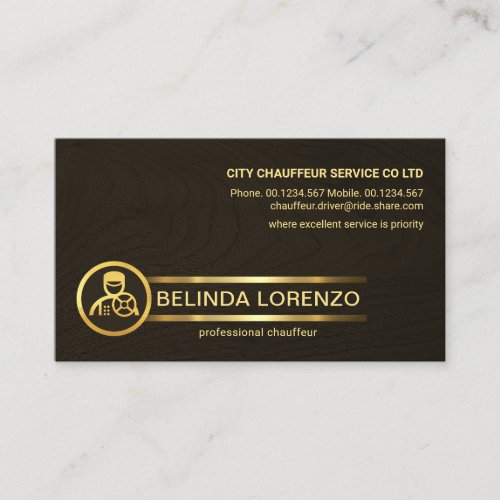 Brown Wood Chauffeur Gold Lines Business Card
