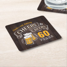 Brown Wood Cheers And Beers Any Age Birthday