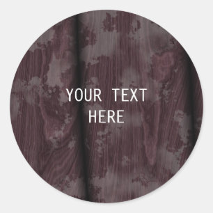 Brown Wood Design Background Plain Legible Modern Classic Round Sticker