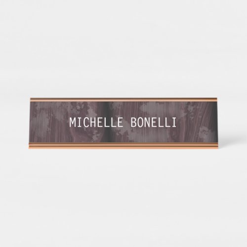 Brown Wood Design Background Plain Legible Modern Desk Name Plate