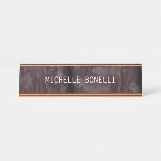 Brown Wood Design Background Plain Legible Modern Desk Name Plate Zazzle Com