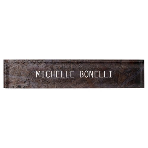 Brown Wood Design Background Plain Legible Modern Desk Name Plate