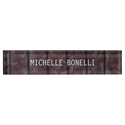 Brown Wood Design Background Plain Legible Modern Desk Name Plate