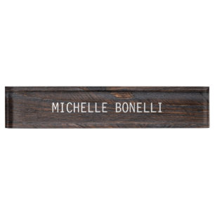 Brown Wood Design Background Plain Legible Modern Desk Name Plate