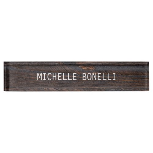 Brown Wood Design Background Plain Legible Modern Desk Name Plate