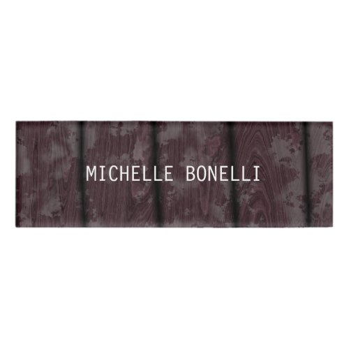 Brown Wood Design Background Plain Legible Modern Name Tag