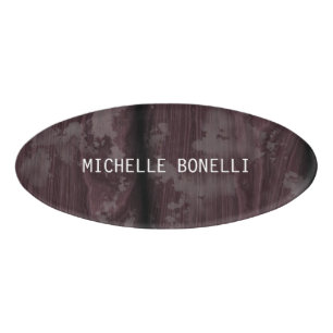 Brown Wood Design Background Plain Legible Modern Name Tag