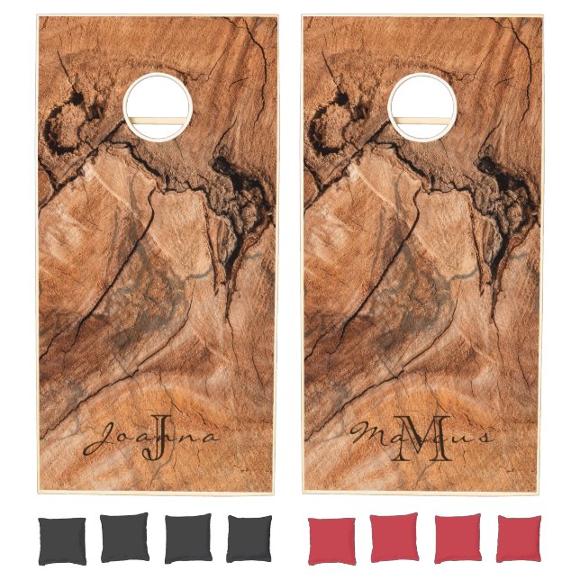 Brown Wood Design Cornhole Set (Set)