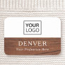 Brown wood grain custom logo name tag