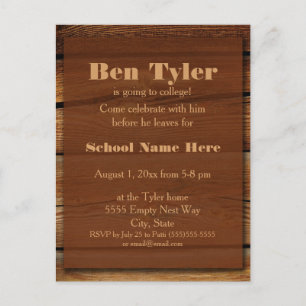 Brown Wood Grain Going Away to College Card