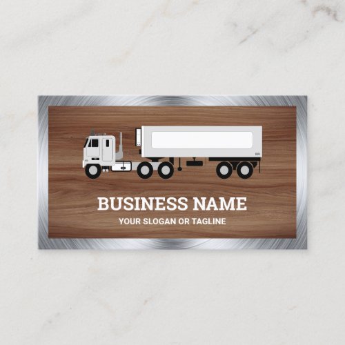 Brown Wood Grain Logistics Transport Truck Trailer Business Card