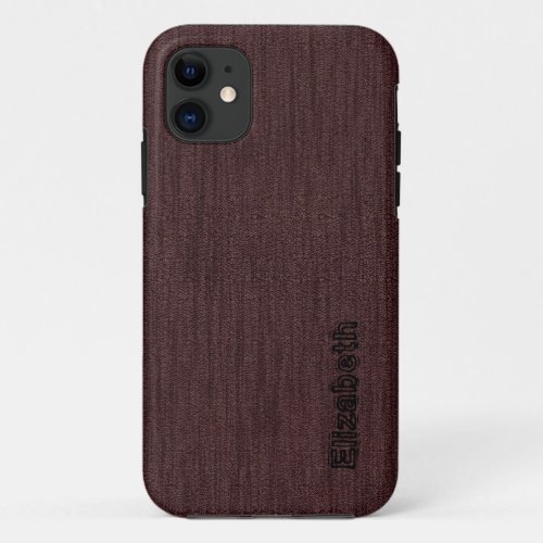 Brown Wood Grain Monogram iPhone 11 Case