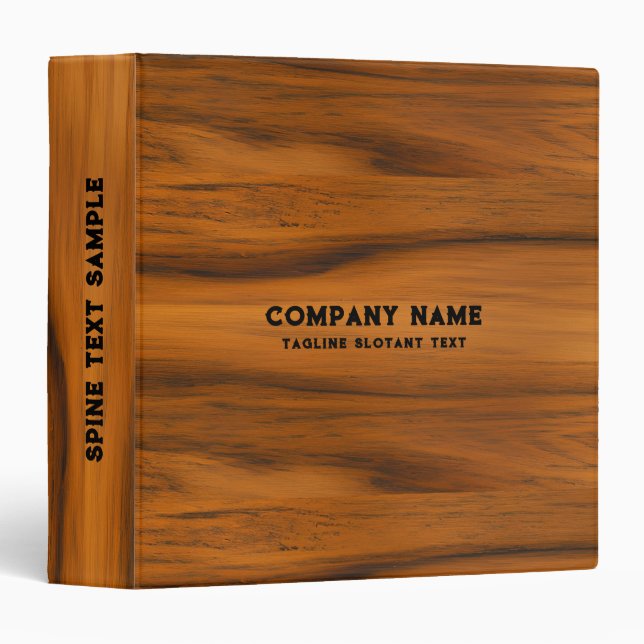 Brown Wood Grain Texture Print 3 Ring Binder (Front/Spine)