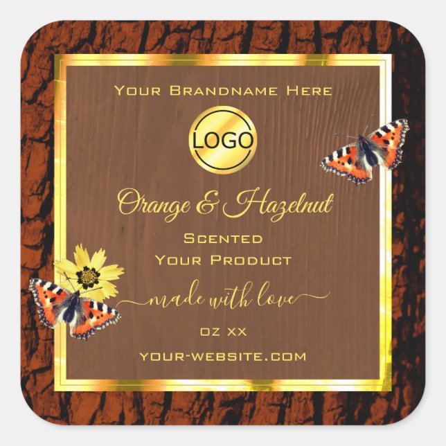 Brown Wood Grain Tree Bark Product Labels Add Logo (Front)