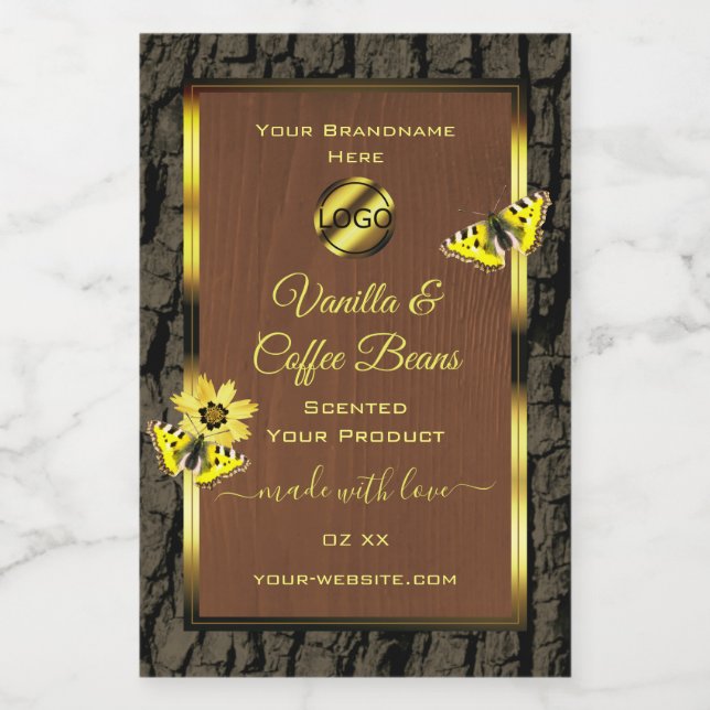 Brown Wood Grain Tree Bark Product Labels Add Logo (Single Label)