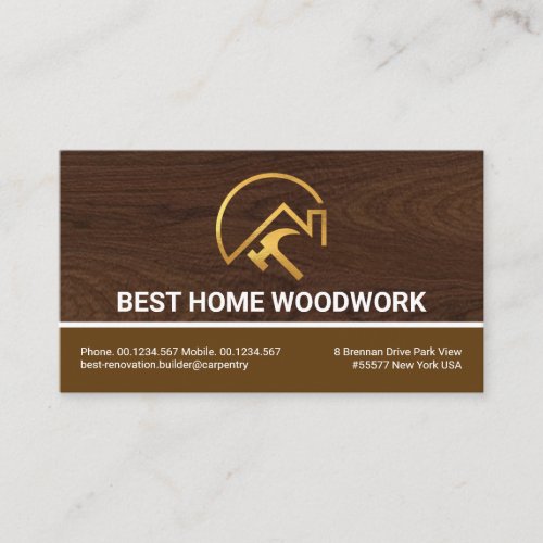 Brown Wood Layers Carpentry Home Builder Business Card