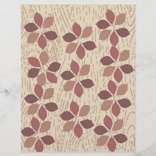 Brown Wood & Leaves Scrapbook Paper: