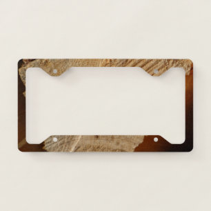 Brown wood license plate frame