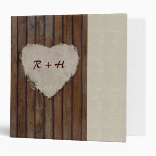 Brown Wood Linen Look Heart Binder