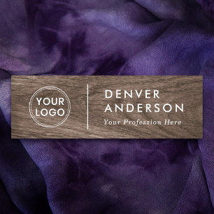 Brown wood look modern logo, name and title name tag