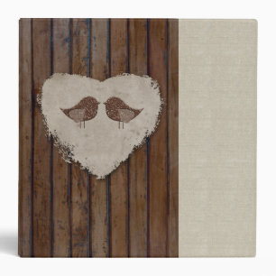 Brown Wood Lovebirds Heart Binder